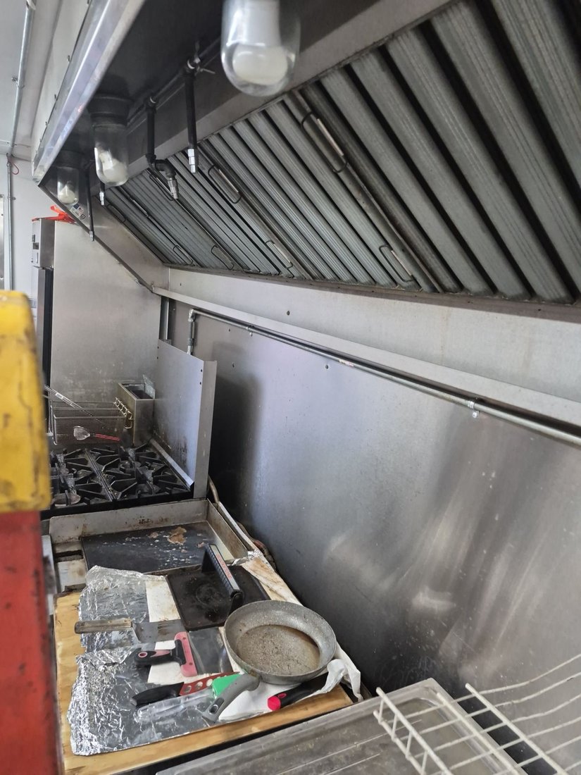 ProTex II fire suppression system coverage installed over the cookline and appliances of a food truck by Boss Fire Protection in Seagoville, TX